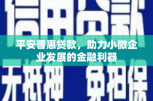 弓长岭平安普惠贷款，助力小微企业发展的金融利器
