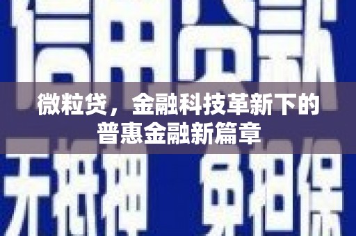 弓长岭微粒贷，金融科技革新下的普惠金融新篇章