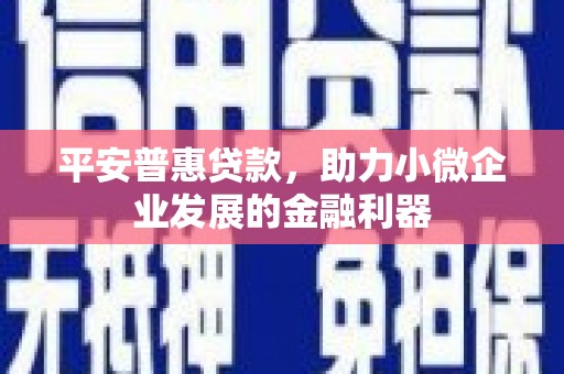 弓长岭平安普惠贷款，助力小微企业发展的金融利器