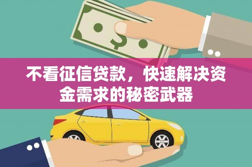 弓长岭不看征信贷款，快速解决资金需求的秘密武器
